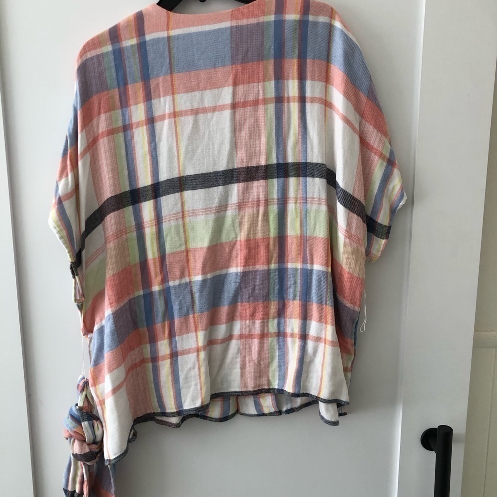 Caslon Pink Plaid Button Down Blouse Plus 1X - Picture 2 of 8